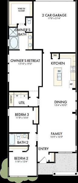 2D floor plan layout of this home in Pomona - Grove Row Collection, Manvel, TX (Image 4).