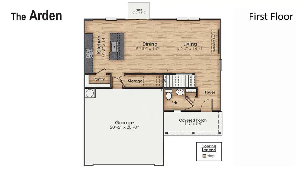 2D floor plan layout for the Arden by D.R. Horton in Caspian Ridge, Richlands, NC (Image 4). 2D floor plan layout for the Arden by D.R. Horton in Caspian Ridge, Richlands, NC (Image 4).