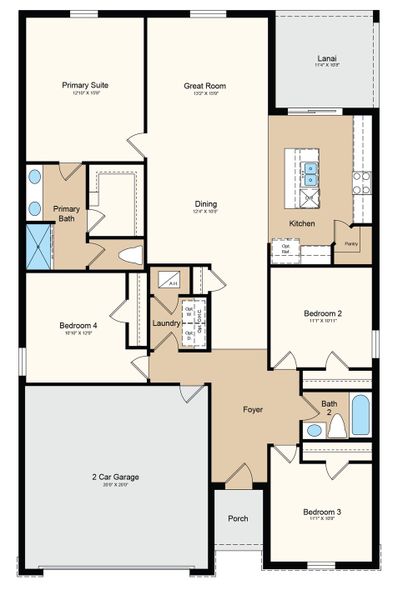 2D floor plan layout of this home in Westview, Kissimmee, FL (Image 3).