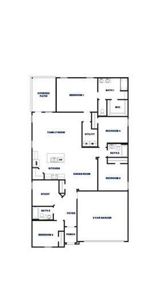 2D floor plan layout of this home in Grand Pines, Magnolia, TX (Image 3).