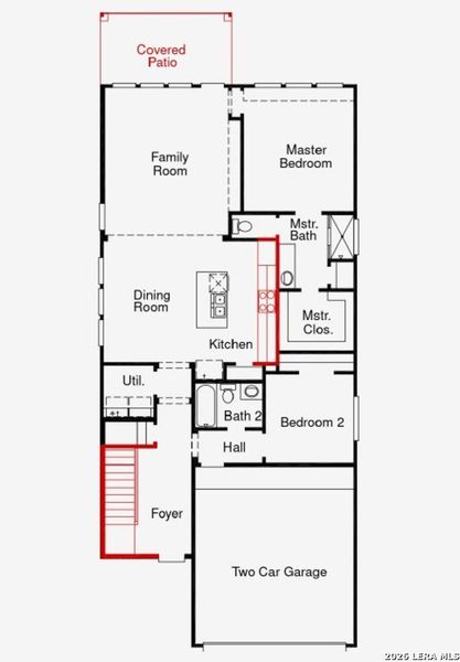 2D floor plan layout of this home in The Parklands, Schertz, TX (Image 3).