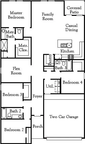 2D floor plan layout for the Young by Coventry Homes in Briarwood, Elgin, TX (Image 5).