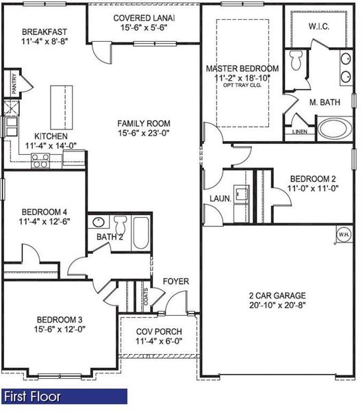 2D floor plan layout of this home in Thunder Ridge, Dawsonville, GA (Image 4).