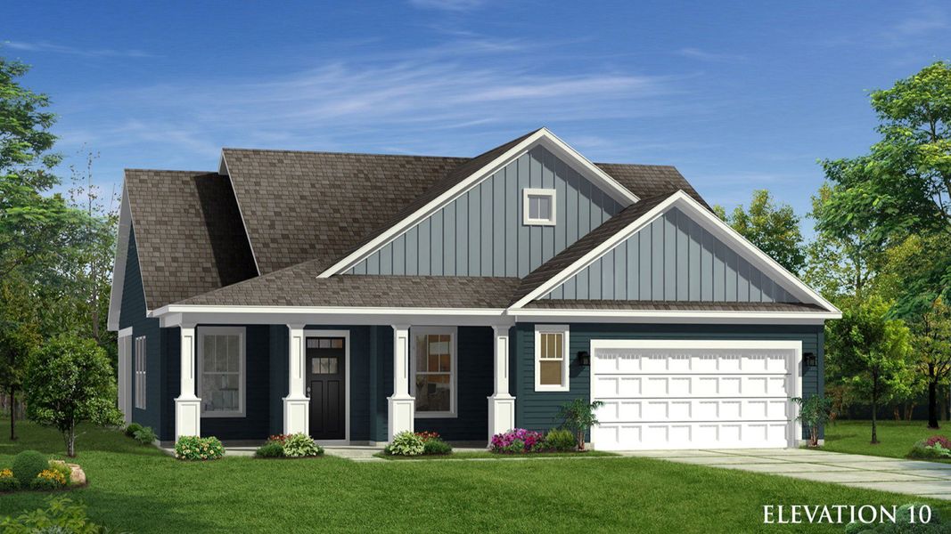 Representative exterior photo of a completed home built from the Oakleigh by DRB Homes in Pinebrook, Woodruff, SC (Image 21).