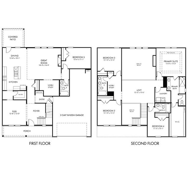 2D floor plan layout for the Oakley by Meritage Homes in Vines at Mill Creek - Legacy Series, Braselton, GA (Image 3).