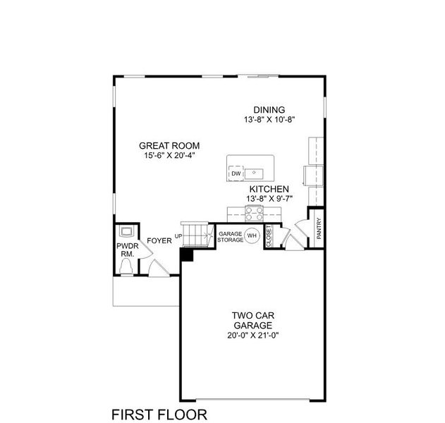 2D floor plan layout for the Torrey by Ryan Homes in Oakwood Trace, Union City, GA (Image 2).
