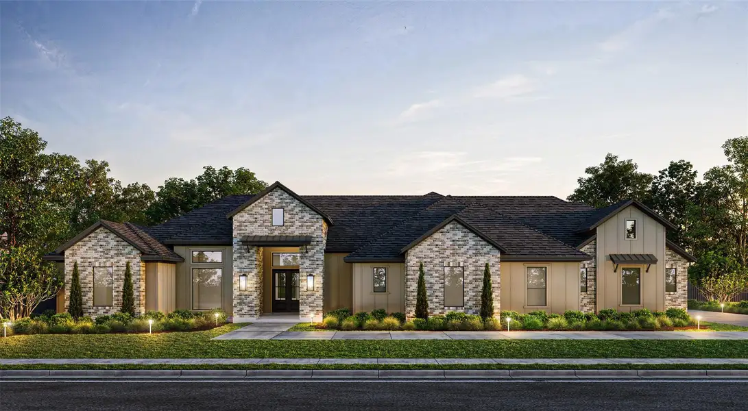 Front exterior of a new home in Bentwood Farms, Montgomery, TX, highlighting curb appeal (Image 1). Front exterior of a new home in Bentwood Farms, Montgomery, TX, highlighting curb appeal (Image 1).