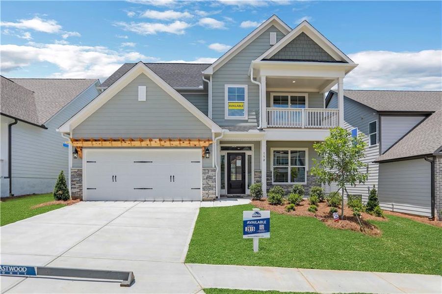 Front exterior of a new home in Twin Lakes, Hoschton, GA, highlighting curb appeal (Image 2).