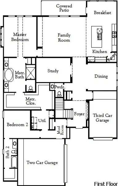 2D floor plan layout of this home in Cambridge Crossing, Celina, TX (Image 5).