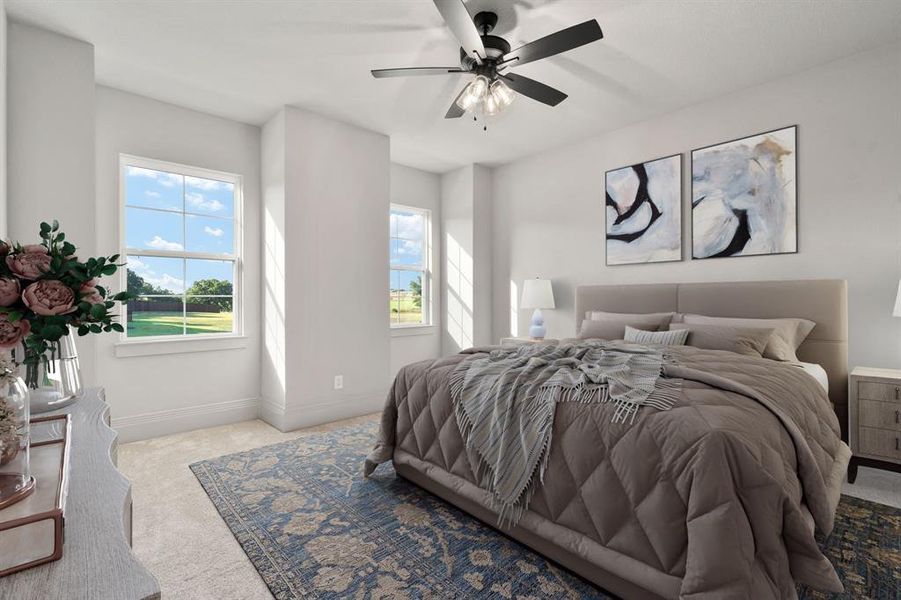 Secondary bedroom upstairs with beautiful views. *Virtually staged.