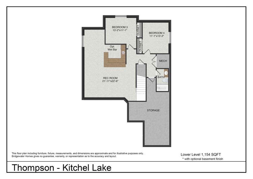 2D floor plan layout for the Thompson by Bridgewater Homes in Kitchel Lake, Timnath, CO (Image 4).