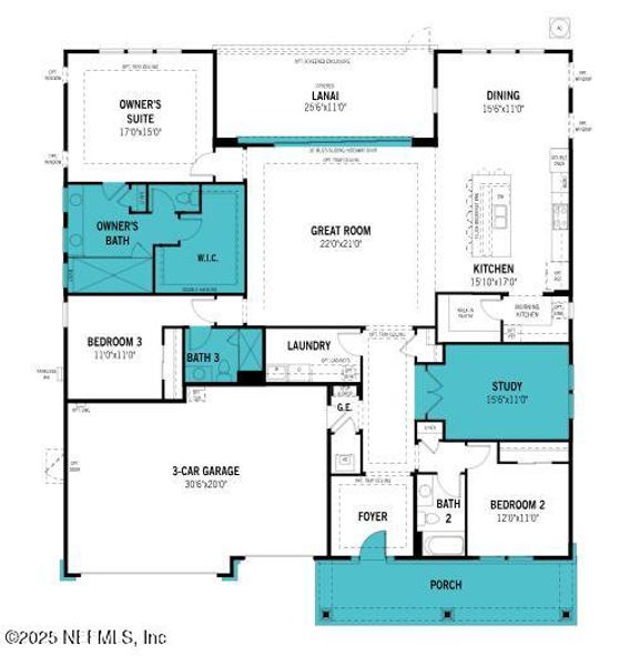 2D floor plan layout of this home in RiverTown - Springs, St. Johns, FL (Image 3).