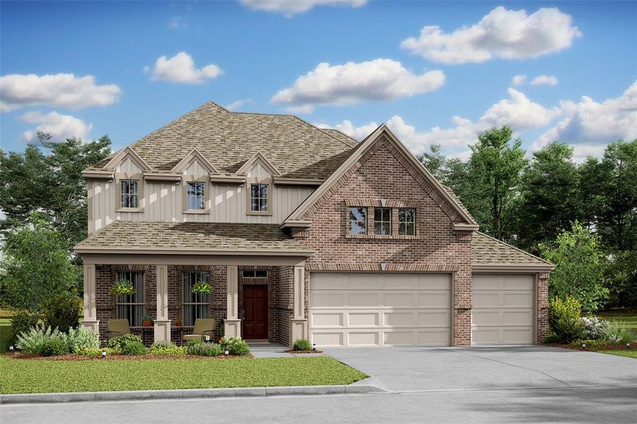 Stunning Sawyer II home design by K. Hovnanian Homes with elevation D in beautiful Lakes of Champion's Estates. (*Artist rendering used for illustration purposes only.)