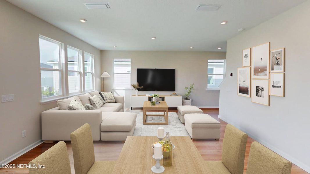 Furnished interior view inside a new home in Lakes at Bella Lago, Green Cove Springs (Image 5). Furnished interior view inside a new home in Lakes at Bella Lago, Green Cove Springs (Image 5).