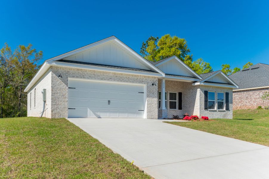 Representative exterior photo of a completed home built from the Savannah by CJL Homes in Oak Hollow, Crestview, FL (Image 18).