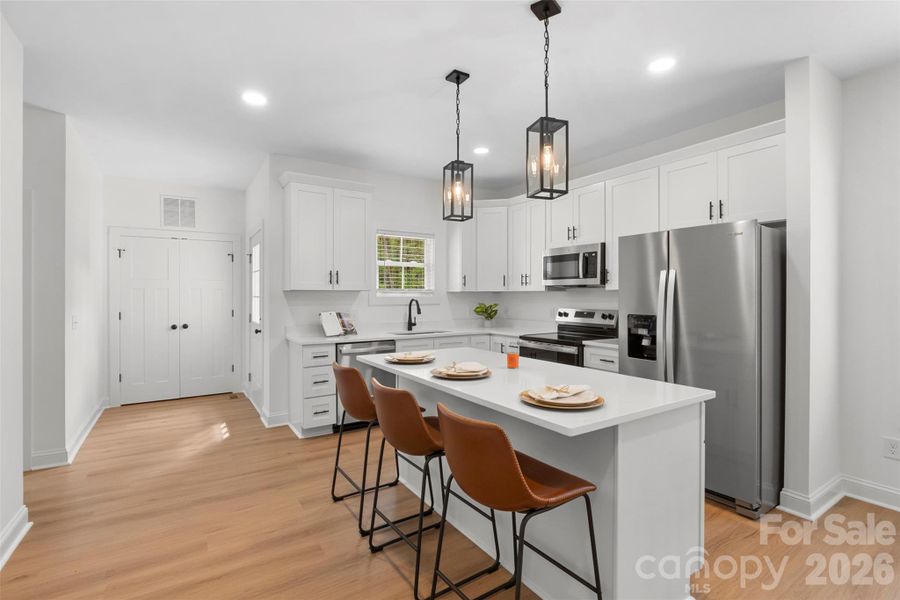 Eat in kitchen with quartz countertops