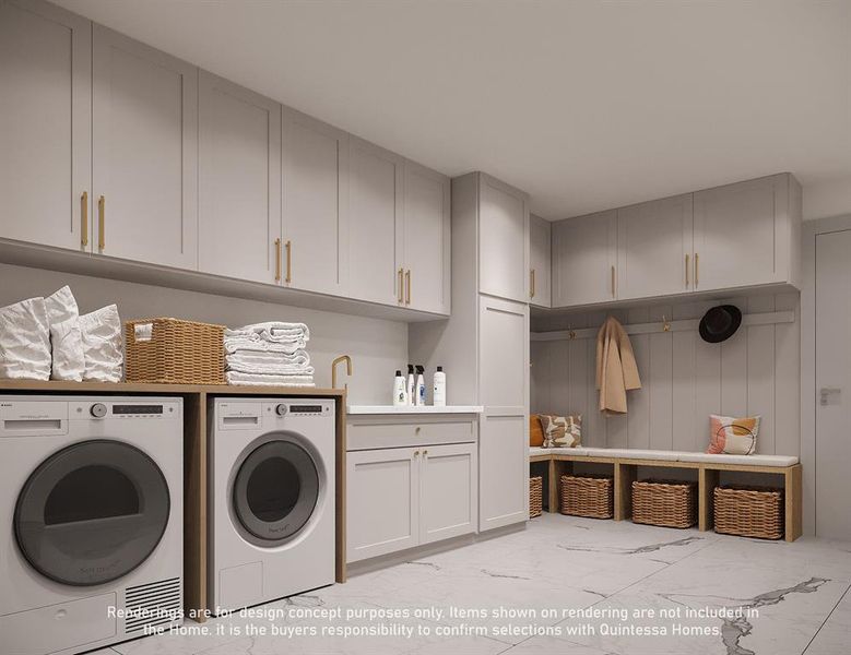 Artist Rendering of Optional Upgrade Utility Room Built-ins