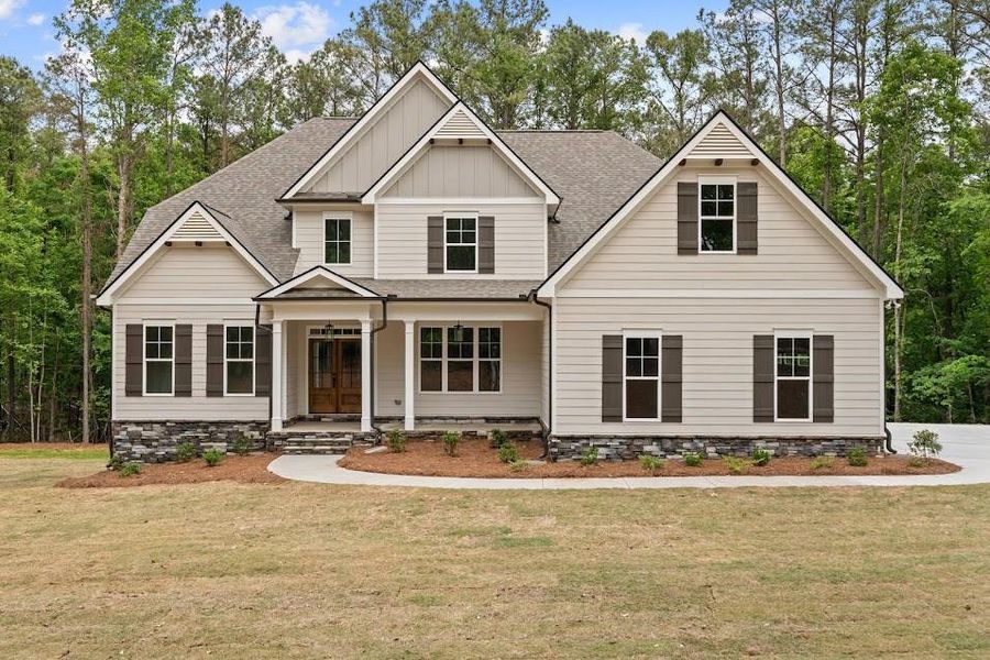 Front exterior of a new home in , Winston, GA, highlighting curb appeal (Image 23). Front exterior of a new home in , Winston, GA, highlighting curb appeal (Image 23).