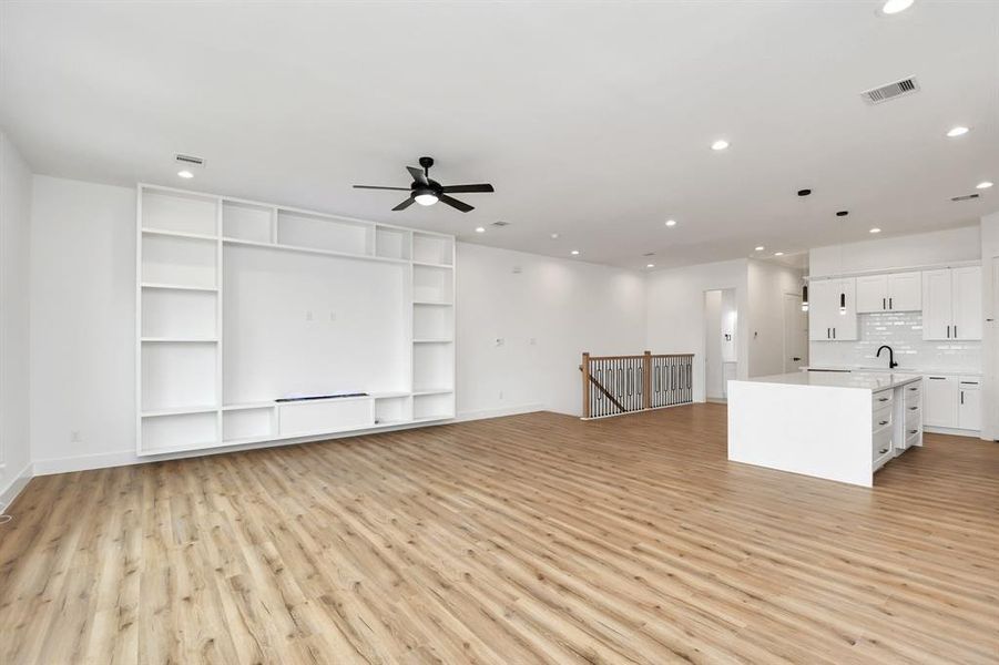 View from the dining room area to the living and kitchen areas!