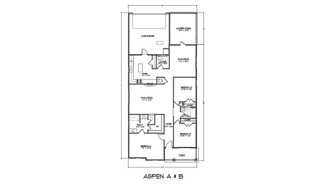 2D floor plan layout for the Aspen by D.R. Horton in Owl's Head East, Freeport, FL (Image 3).