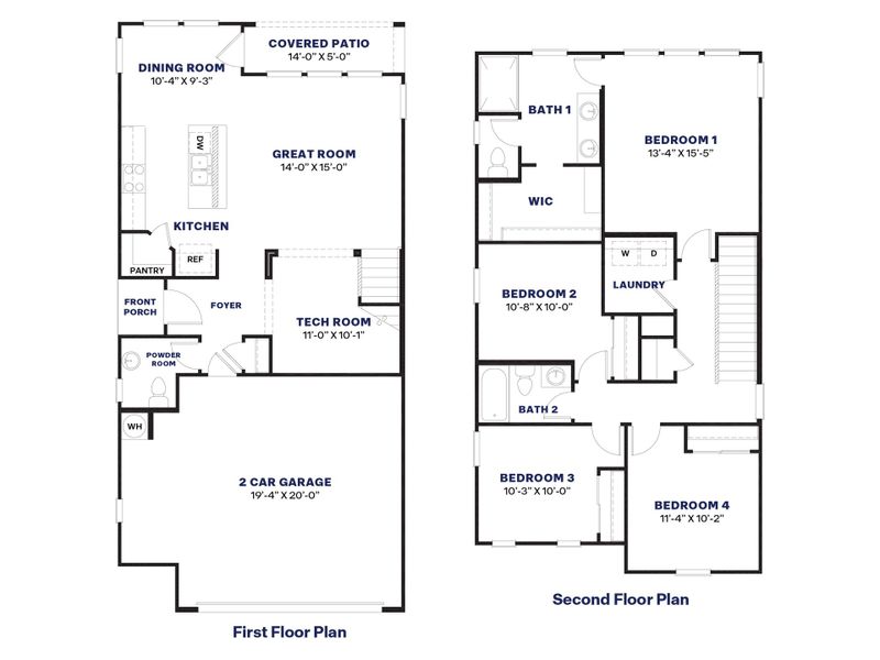 2D floor plan layout for the Eclipse by D.R. Horton in The Buttes at Mystic, Peoria, AZ (Image 5).