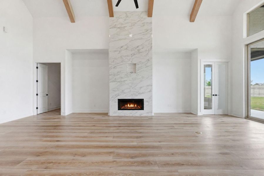 Open plan living room and kitchen