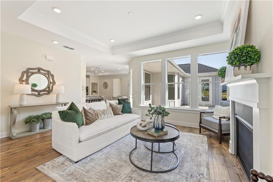 Furnished interior in a model home at The Courtyards by The Manor in Alpharetta (Image 16).