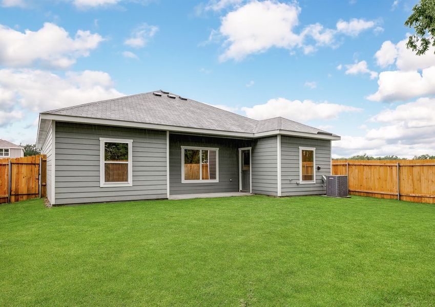 The Sabine has a fully fenced-in backyard. The Sabine has a fully fenced-in backyard.