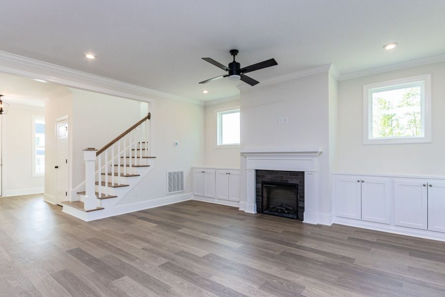 Representative unfurnished interior of a home built from the Essington Craftsman Foursquare by Homes by Dickerson in The View, Durham (Image 10).