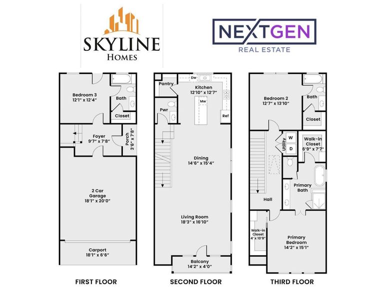 2D floor plan layout of this home in Skyline Homes at Lou Ellen, Houston, TX (Image 5).
