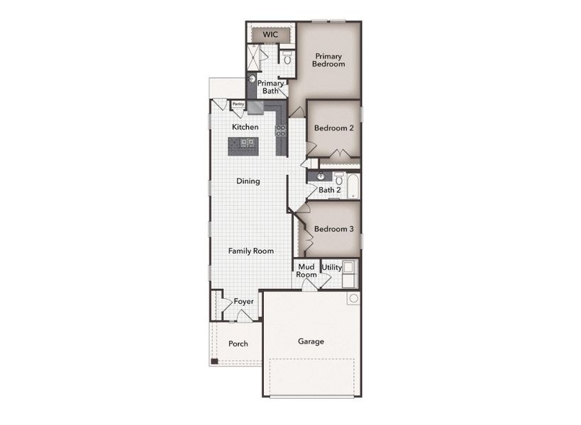 2D floor plan layout for the Applewhite Meadows 1450 by Brohn Homes in Applewhite Meadows, San Antonio, TX (Image 3).