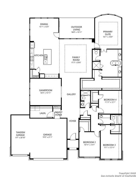 2D floor plan layout of this home in Kinder Ranch 70's, San Antonio, TX (Image 4). 2D floor plan layout of this home in Kinder Ranch 70's, San Antonio, TX (Image 4).