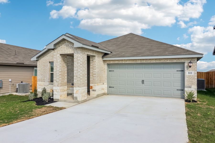 Front exterior of the Briscoe floorplan at a Meritage Homes community.