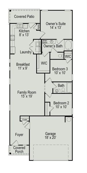 2D floor plan layout of this home in Enclave at Willis, Willis, TX (Image 5).