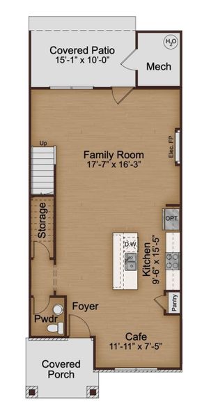 2D floor plan layout for the Comet by McKinley Homes in Kinsley, Wake Forest, NC (Image 3).