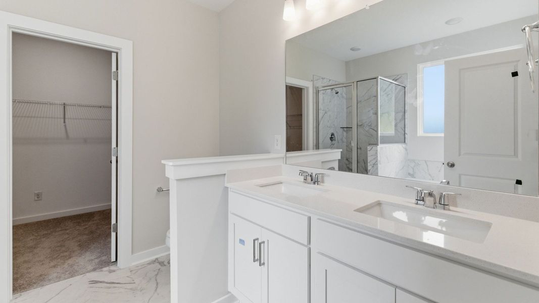 Bathroom with dual vanity