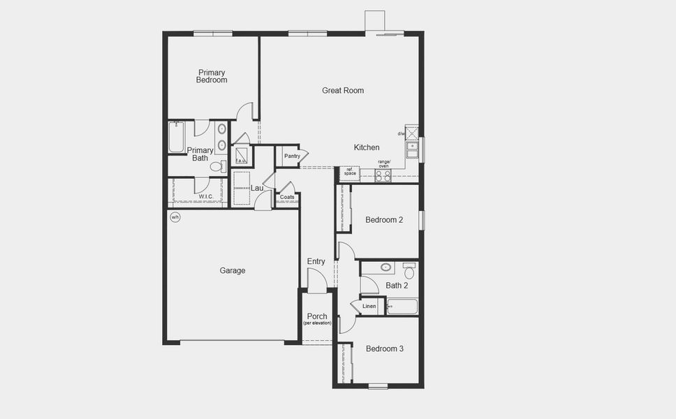 2D floor plan layout for the Plan 1541 by KB Home in Chelsea Square, Eustis, FL (Image 3).
