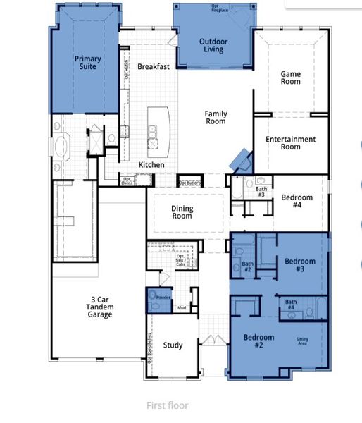 2D floor plan layout of this home in Sandbrock Ranch: 70ft. lots, Aubrey, TX (Image 1). 2D floor plan layout of this home in Sandbrock Ranch: 70ft. lots, Aubrey, TX (Image 1).