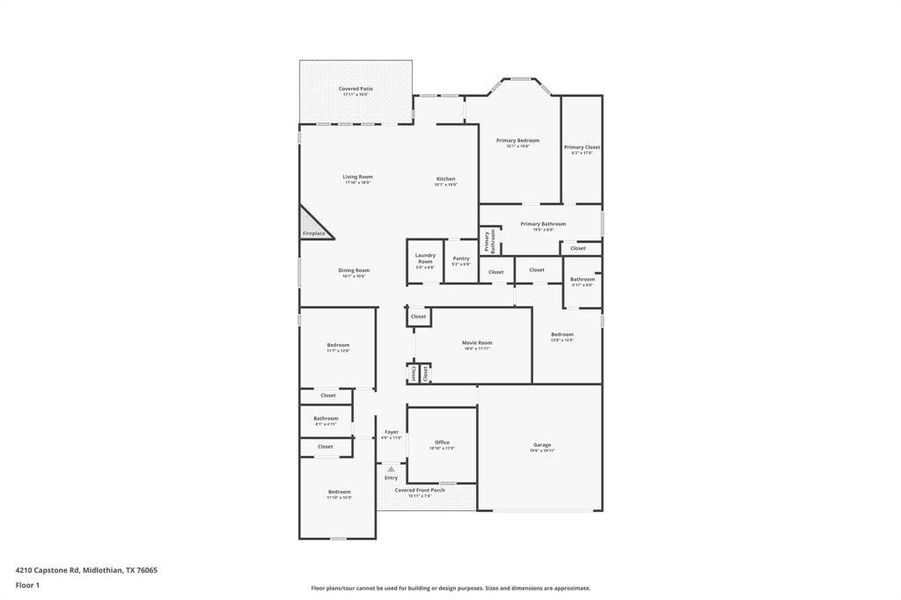 2D floor plan layout of this home in BridgeWater, Midlothian, TX (Image 4).