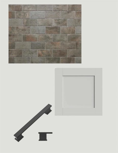 MUDROOM & LAUNDRY 1.Brick Revolution - Mud 2x10 flooring 2.Light gray cabinet 3.Cabinet hardware