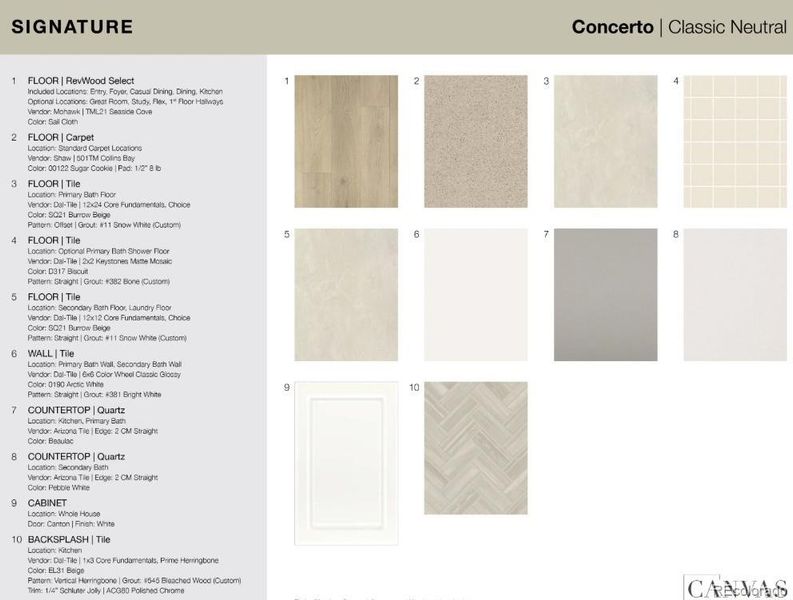 8754 Yellowcress Street design selections. Home is currently under construction and selections are subject to change.