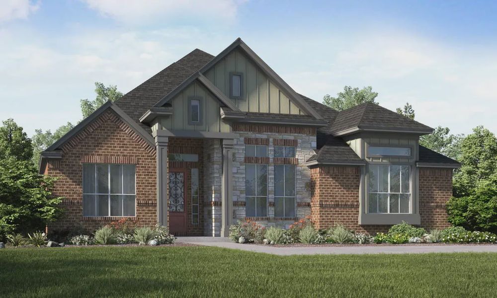 Front exterior of a new home in Karis, Crowley, TX, highlighting curb appeal (Image 12).