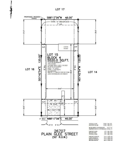 26707 Plain Glee Street preliminary plot plan