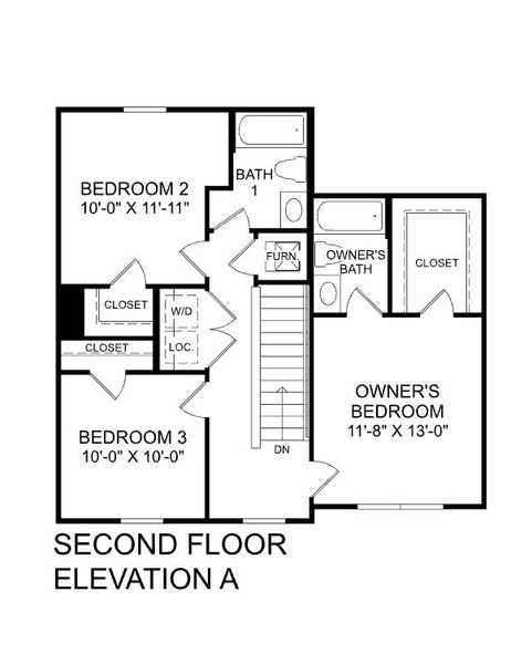 2D floor plan layout for the Dogwood by Ryan Homes in Bell Creek Single Family Homes, Winnabow, NC (Image 3).