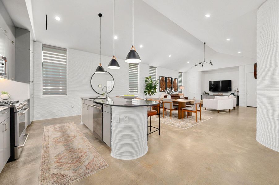 Furnished interior view inside a new home in Wolf Ranch: Genesis Collection, Georgetown (Image 3). Furnished interior view inside a new home in Wolf Ranch: Genesis Collection, Georgetown (Image 3).