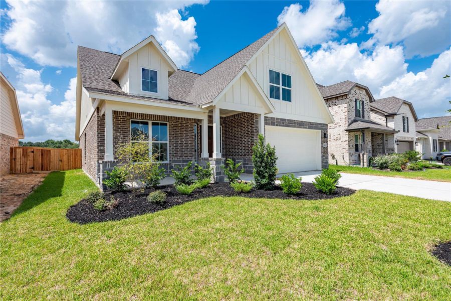 Front exterior of a new home in , Santa Fe, TX, highlighting curb appeal (Image 25).