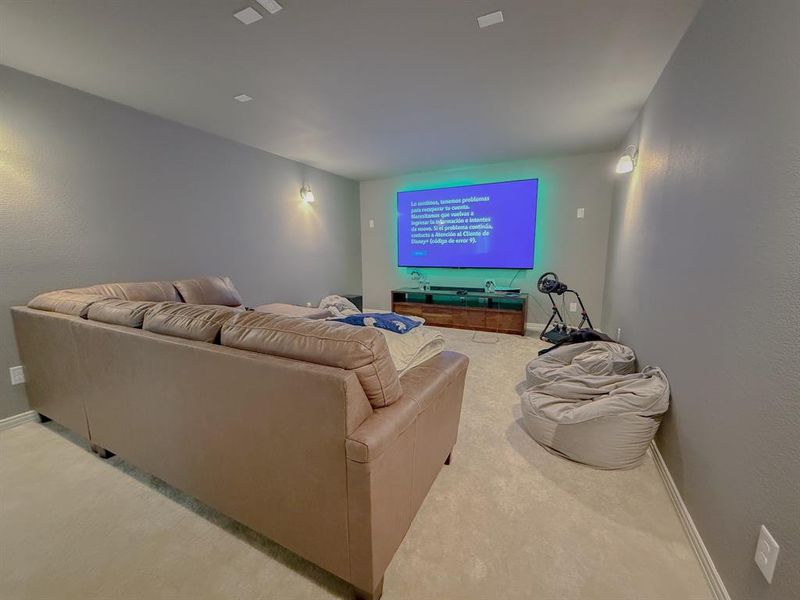 Carpeted cinema with baseboards