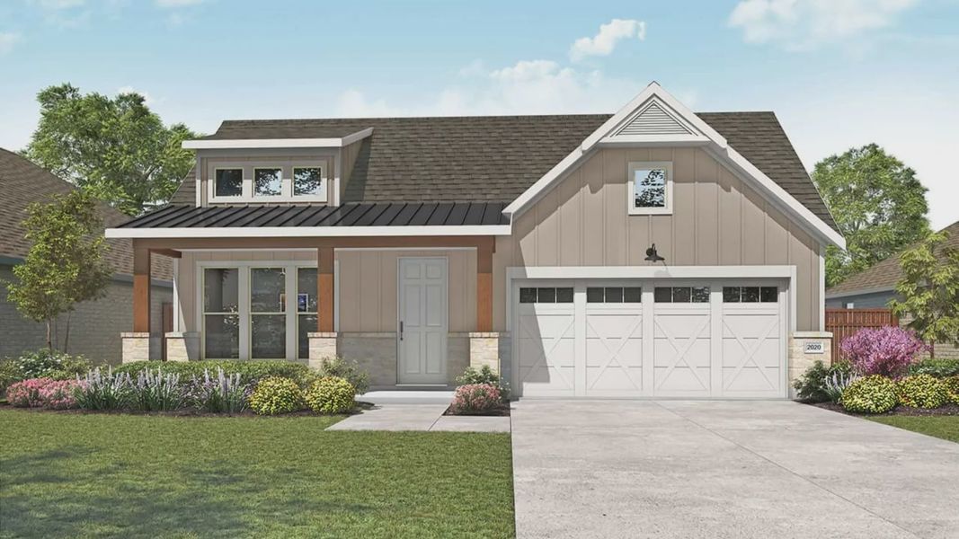 Representative exterior photo of a completed home built from the Laurel by DRB Homes in Retreat at San Gabriel, Georgetown, TX (Image 6).