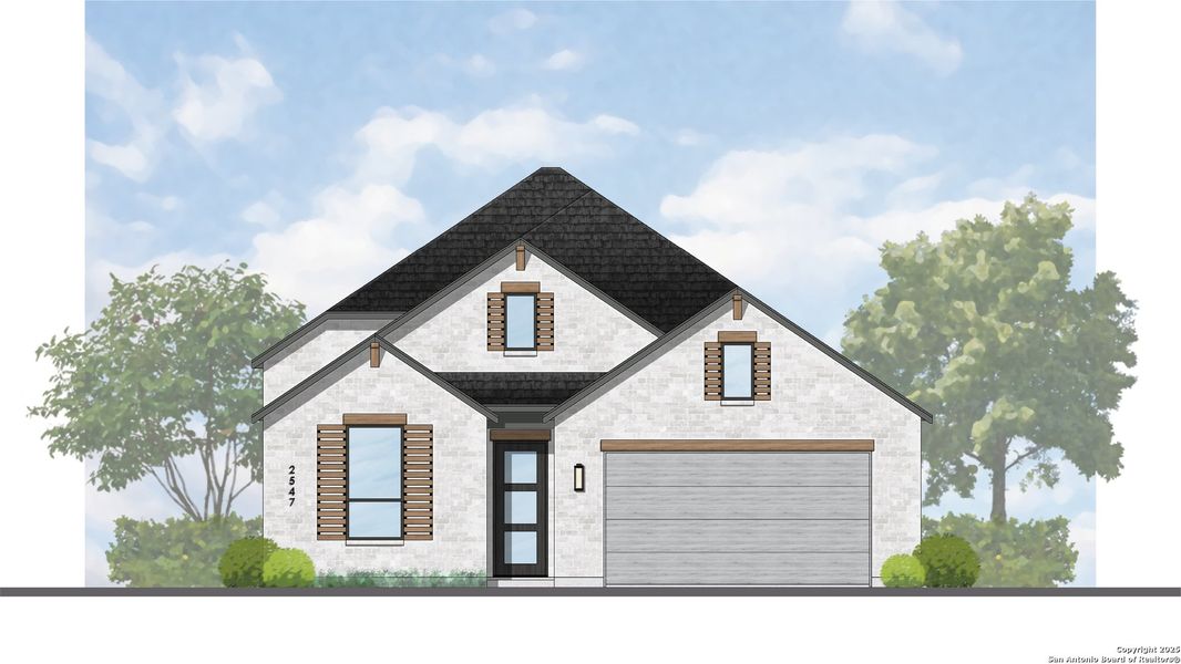 Exterior rendering of this home design in Davis Ranch: 50ft. lots, San Antonio, TX (Image 3).