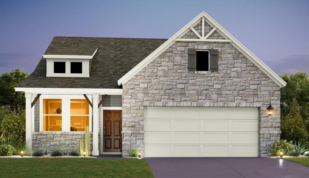 Front exterior of a new home in Rolling Glen, Hutto, TX, highlighting curb appeal (Image 21). Front exterior of a new home in Rolling Glen, Hutto, TX, highlighting curb appeal (Image 21).